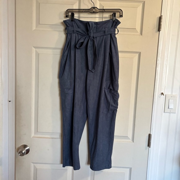 White House Black Market Faux UltraSuede Paperbag Waist Tapered Ankle Pant - Picture 2 of 14